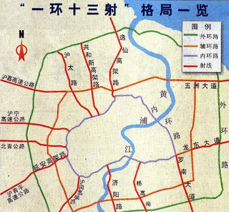 上海中内外环线图高清图片